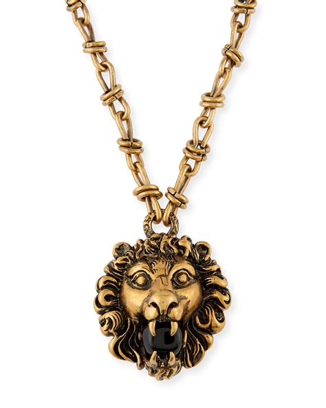 gucci necklace with lion head pendant|gucci crossbody with lion head.